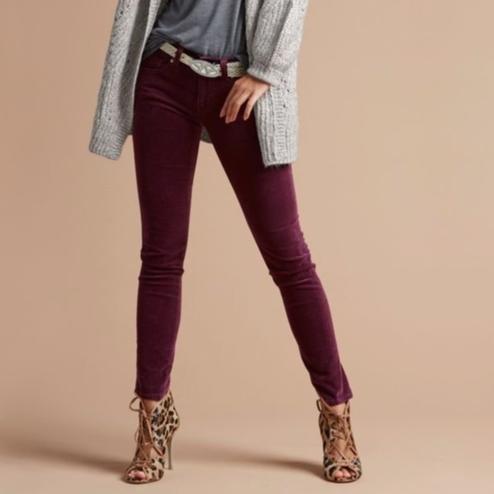 Cabi port-colored corduroy skinny jeans